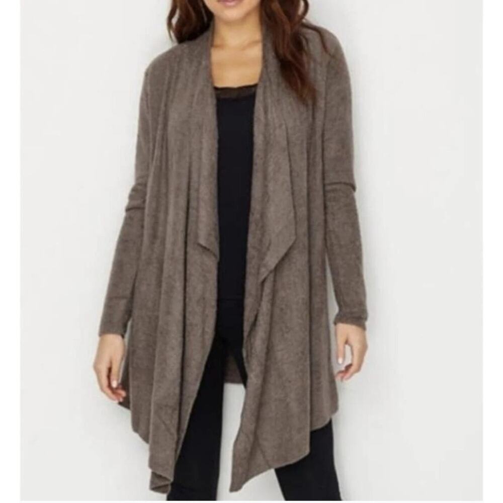 Barefoot Dreams Women's Cozychic Brown Open Cardigan Sweater Size Small